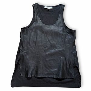 Derek Lam 10C x Athleta Black Leather Tank Top Sz Small